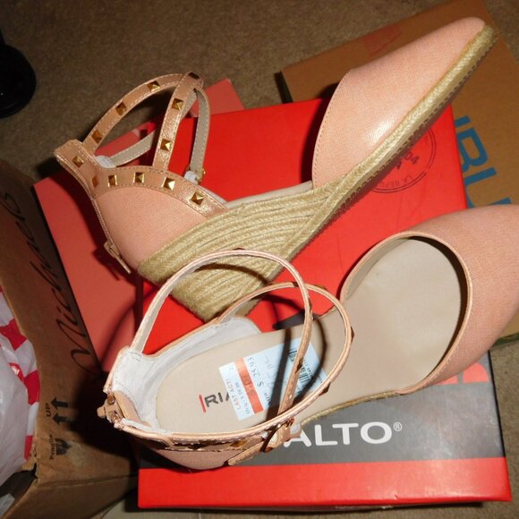 NEW 9.5M RIALTO CAMPARI DUSTY ROSE METALLIC WEDGE CLOSED TOE SHOES - Picture 7 of 10